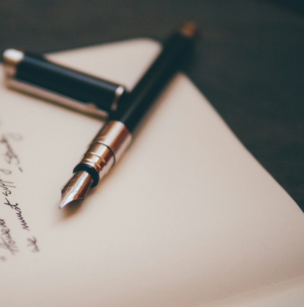 black and silver fountain pen